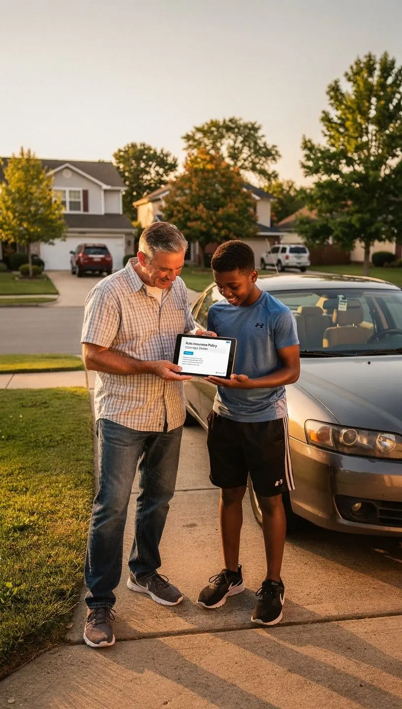 Kobieta rozmawiająca przez telefon na temat przeglądu polisy ubezpieczeniowej.