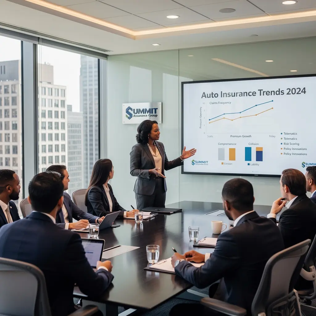 Zespół ekspertów przegląda polisę ubezpieczeniową samochodu.