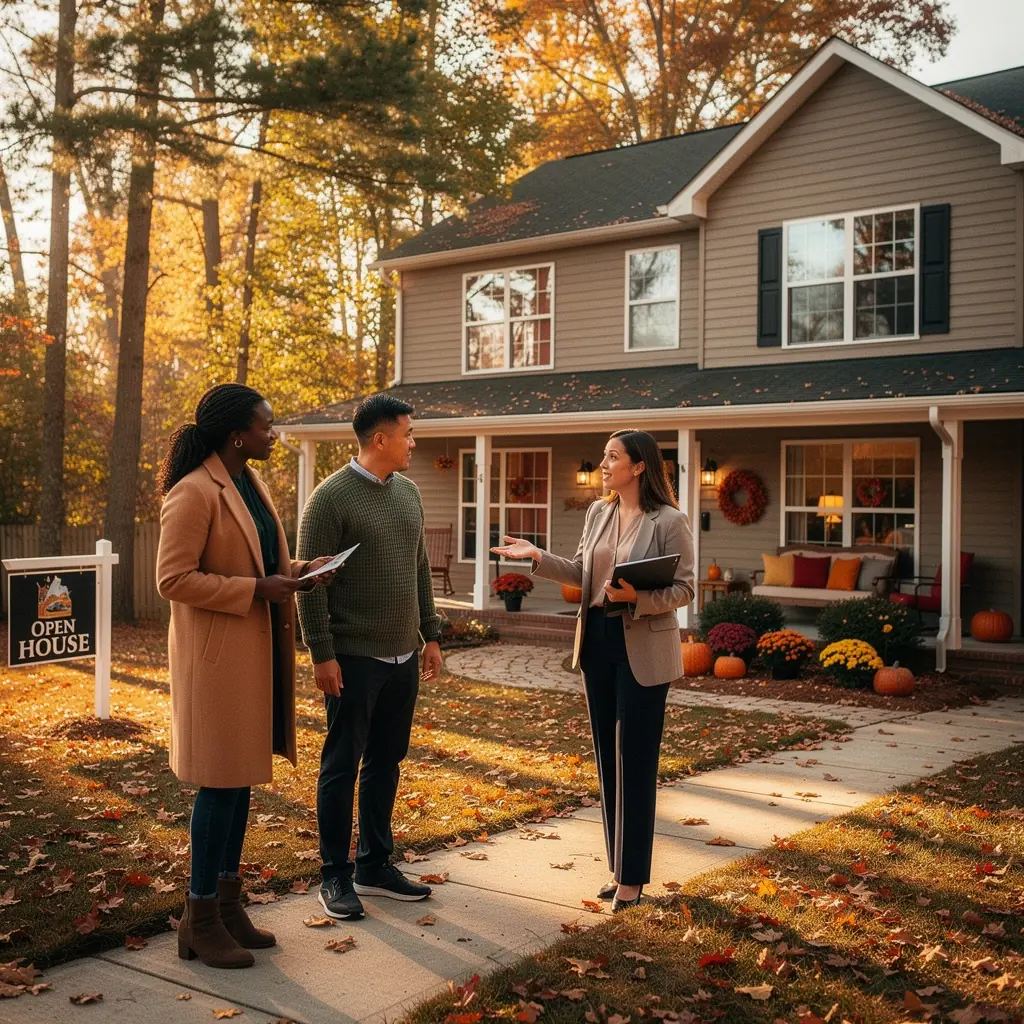 Widok na nowoczesny dom jednorodzinny w przedmieściach, z zadbanym ogrodem i przestronnym podjazdem.